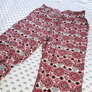 Boho flowy pants red mandala henna pattern hippie